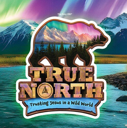 Vacation Bible School Flyer with text True North